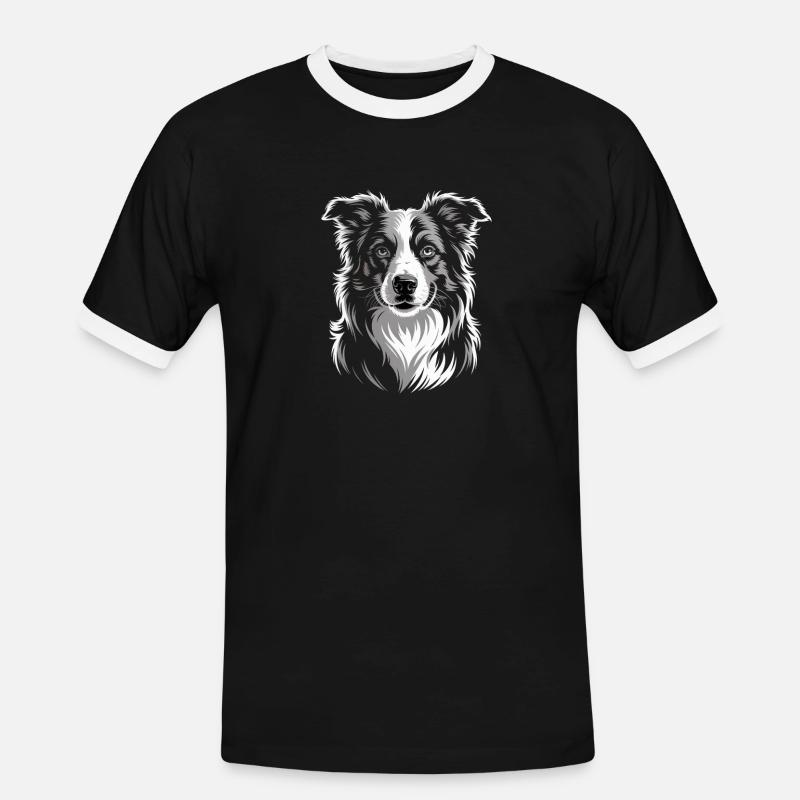 Boder Collie - Männer Kontrast-T-Shirt - Schwarz/Weiß