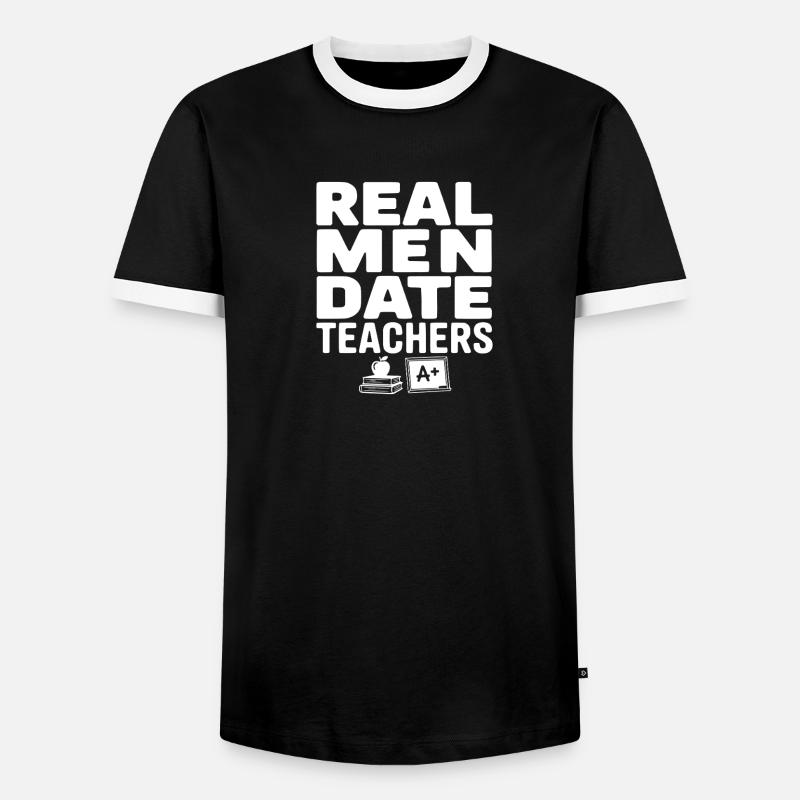 Echte Männer daten Lehrer - Männer Kontrast-T-Shirt - Schwarz/Weiß