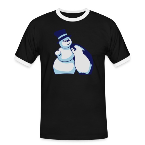 Schneemann und Pinguin - Männer Kontrast-T-Shirt