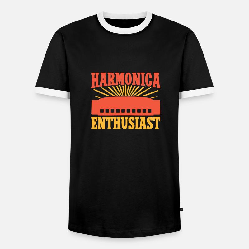 Funny Harmonica Player Enthusiast Harmonica - Men's Ringer Shirt - black/white