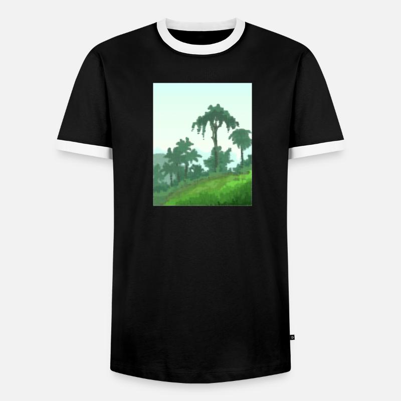 Palm trees on canvas - Men's Ringer Shirt - black/white