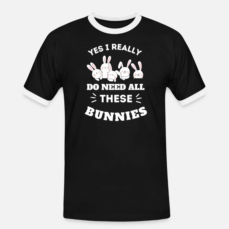 Whimsical Bunny Squad Tee Design - Men's Ringer Shirt - black/white