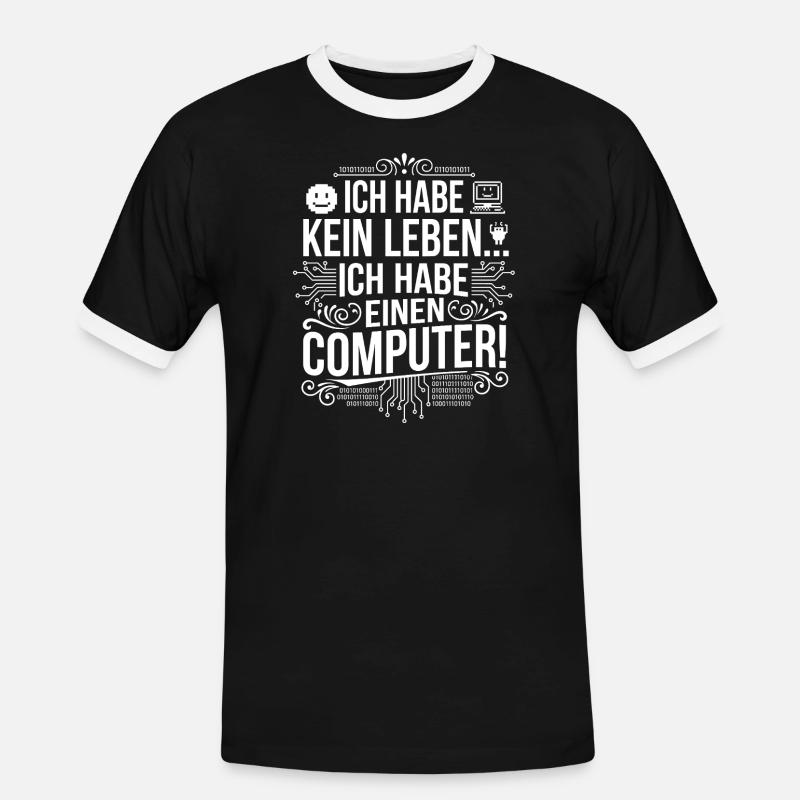 No life, only computers - Men's Ringer Shirt - black/white