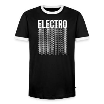 Electro music typography design logo - Men's Ringer Shirt - black/white - Front - AI Model Female 172 light (172cm) & AI Model Male 178 light (178cm)