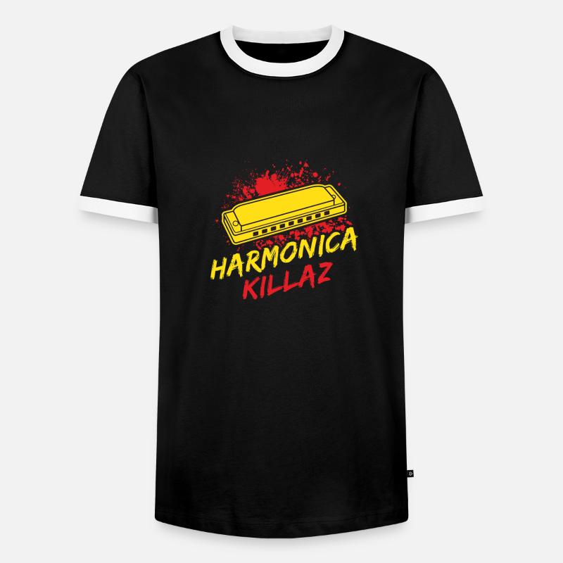 Funny Harmonica Player Killaz Harmonica - Männer Kontrast-T-Shirt - Schwarz/Weiß