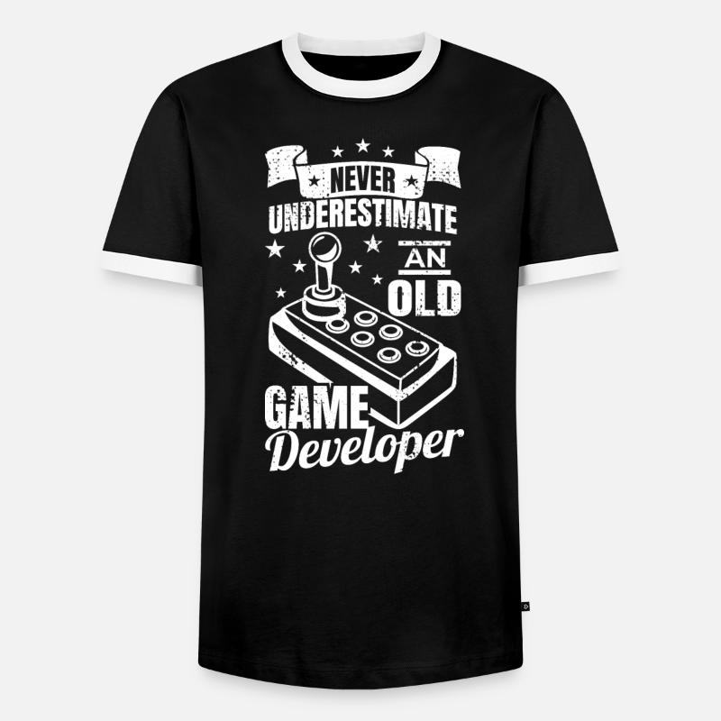 Old game developer grandfather - Men's Ringer Shirt - black/white