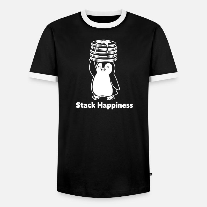 Stack Happiness Penguin Pancakes - Men's Ringer Shirt - black/white