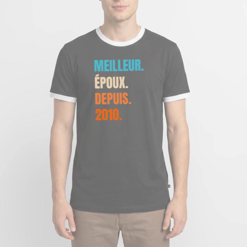 Bester Ehemann seit 2010 Geschenk-Ehemann Männer Kontrast-T-Shirt