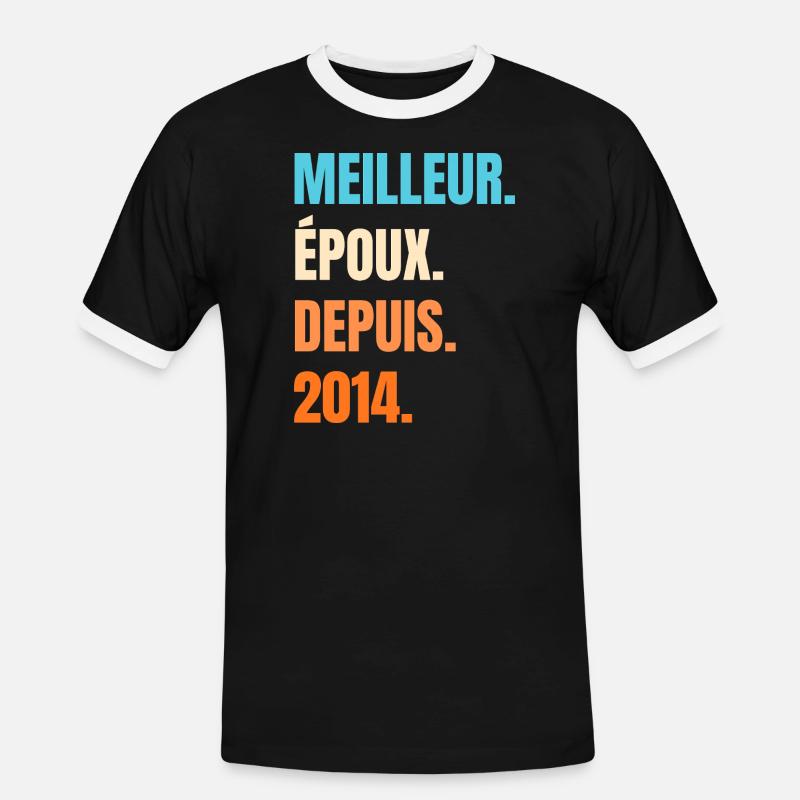 Bester Ehemann seit 2014 Geschenk-Ehemann - Männer Kontrast-T-Shirt - Schwarz/Weiß