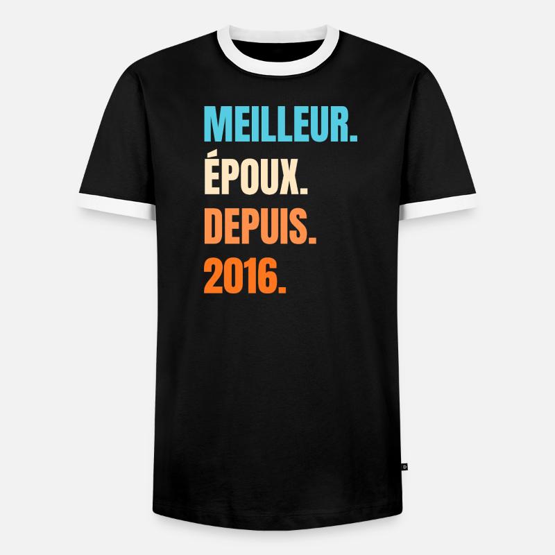Bester Ehemann seit 2016 Geschenk-Ehemann - Männer Kontrast-T-Shirt - Schwarz/Weiß
