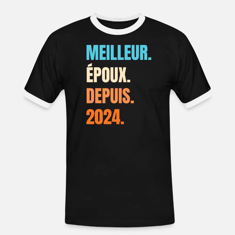 Bester Ehemann seit 2024 Geschenk-Ehemann - Männer Kontrast-T-Shirt - Schwarz/Weiß