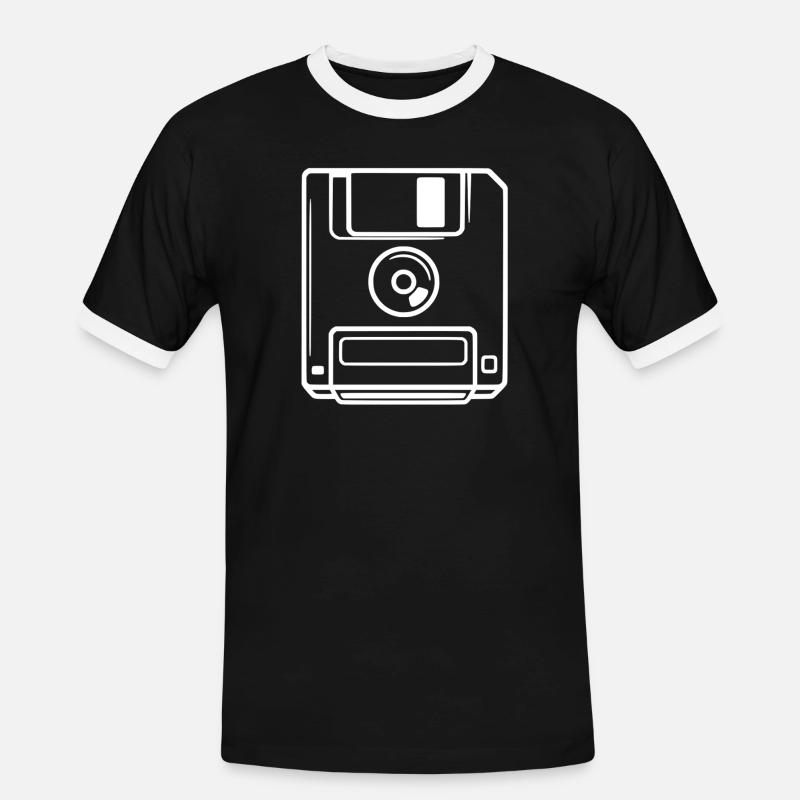 Retro Floppy Disk - Men's Ringer Shirt - black/white