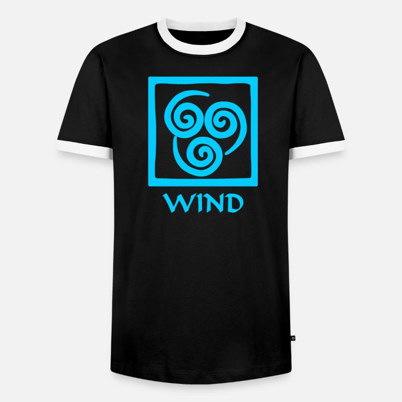 Symbol des Windes blauer Text 'WIND' - Männer Kontrast-T-Shirt - Schwarz/Weiß