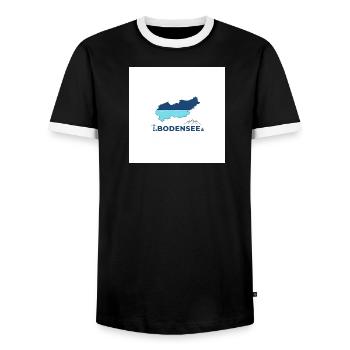 Lac de Constance paysage Logo Lakeshore - T-shirt contrasté Homme - noir/blanc - Devant - AI Model Female 172 light (172cm) & AI Model Male 178 light (178cm)