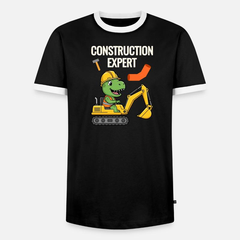 Construction worker Dino - Men's Ringer Shirt - black/white