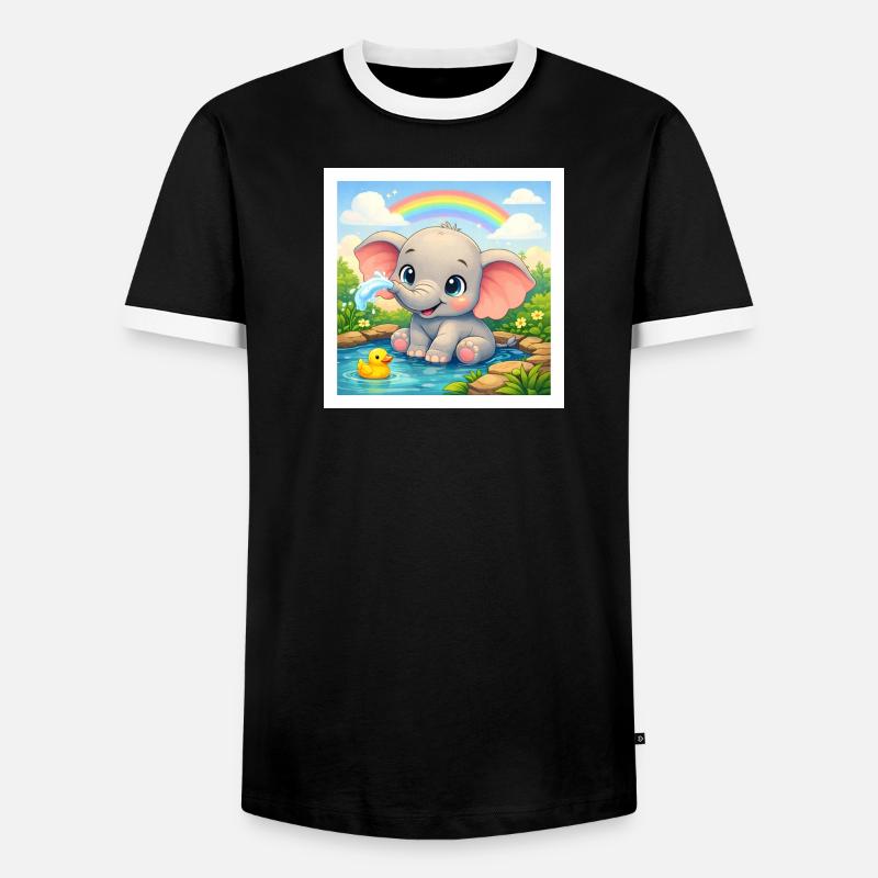 Elli der Elefant - Männer Kontrast-T-Shirt - Schwarz/Weiß