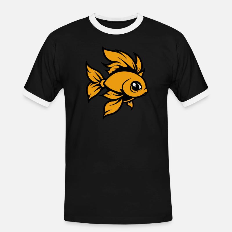 Goldfish Fish Comic - Men's Ringer Shirt - black/white