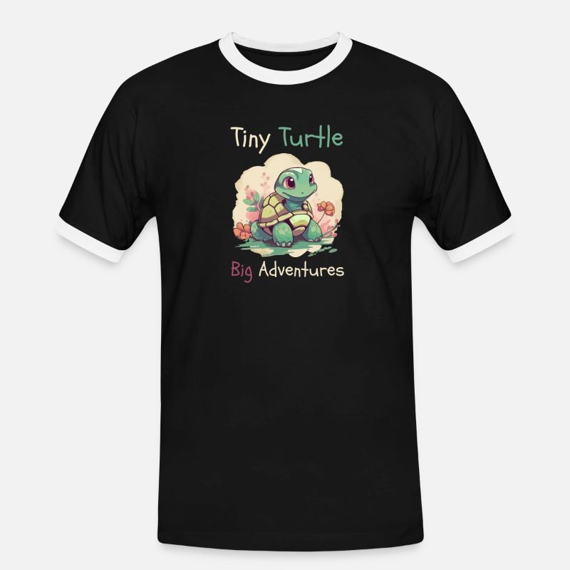 Tiny Turtle Abenteuer Design - Männer Kontrast-T-Shirt - Schwarz/Weiß