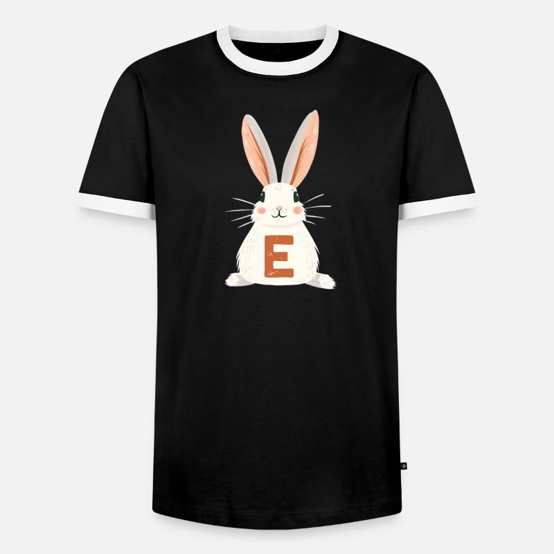 E -Buchstabe - Hase - Personalisierbar - Männer Kontrast-T-Shirt - Schwarz/Weiß