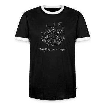 Magie wächst nachts Pilzdesign - Männer Kontrast-T-Shirt - Schwarz/Weiß - Vorne - AI Model Female 172 light (172cm) & AI Model Male 178 light (178cm)