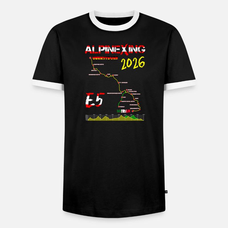E5 Oberstdorf Merano 2026 - Men's Ringer Shirt - black/white