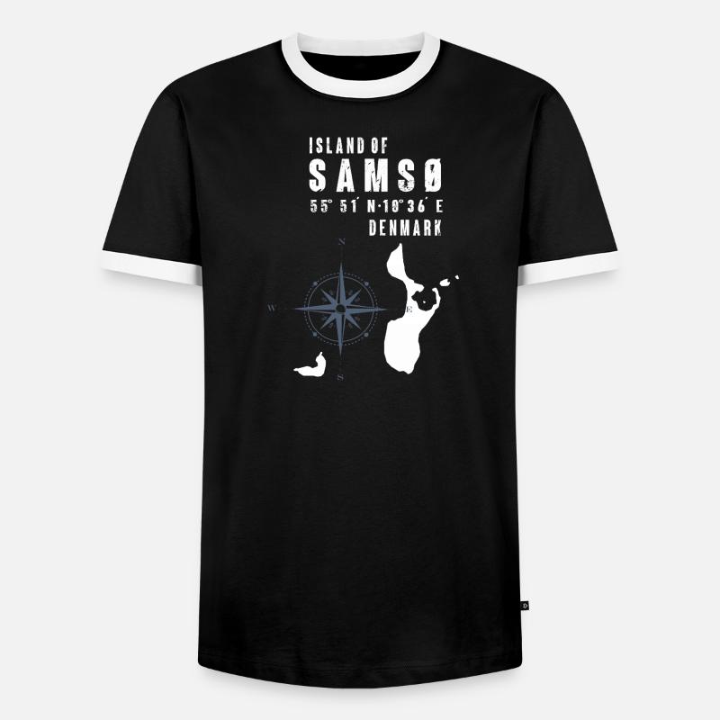 Samsø Samsoe Inselumriss Kompass - Männer Kontrast-T-Shirt - Schwarz/Weiß