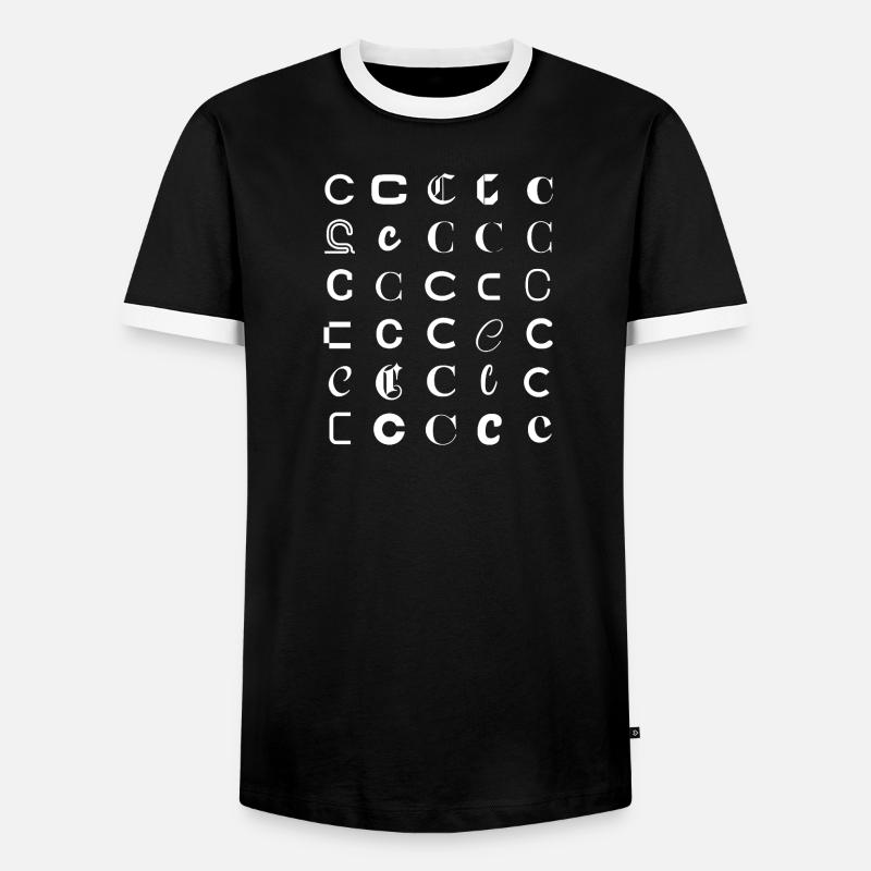 Zestaw monogramów Typografii C Glify - Koszulka męska z kontrastowymi wstawkami - czarny/biały