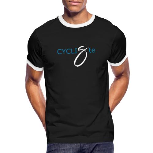 Cycliste motif texte bleu et blanc - T-shirt contrasté Homme