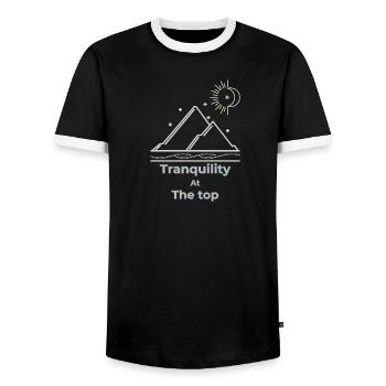Tranquillité au sommet slow living - T-shirt contrasté Homme - noir/blanc - Devant - AI Model Female 172 light (172cm) & AI Model Male 178 light (178cm)