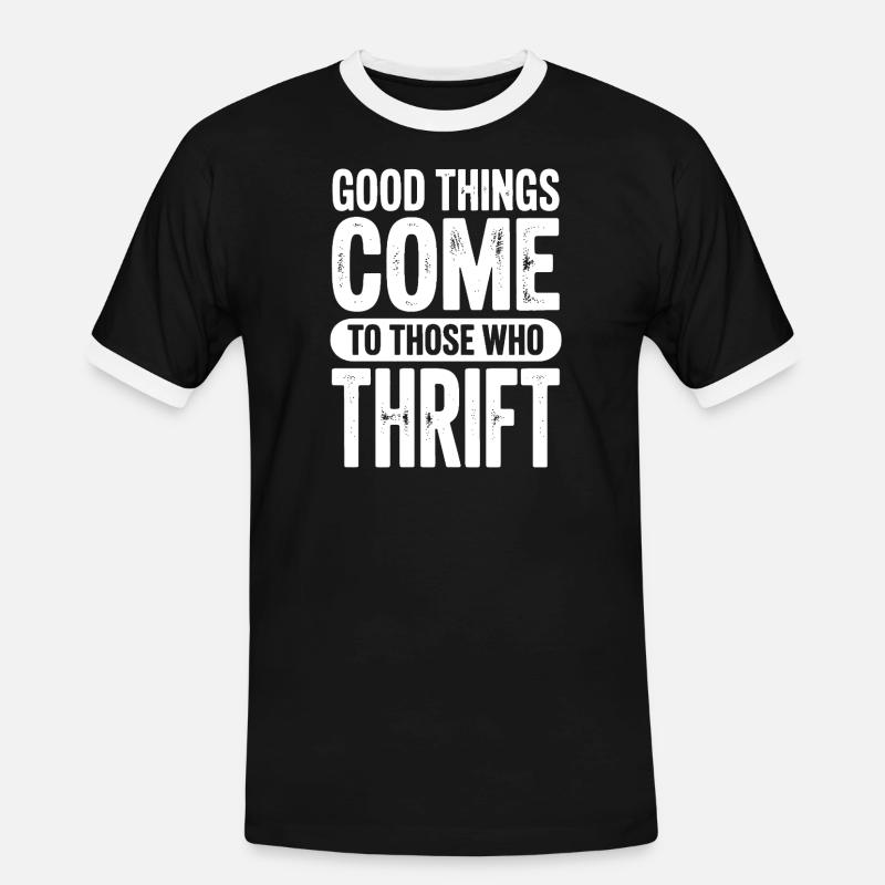 Good Things Come Thrift Tee - Men's Ringer Shirt - black/white
