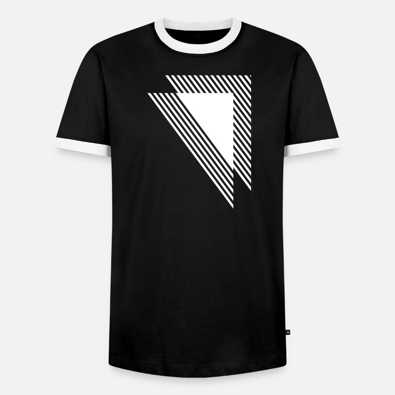 Geometric Triangles Diagonal Monochrome Grid - Men's Ringer Shirt - black/white