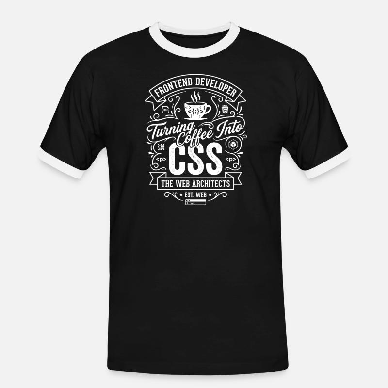 Frontend Coffee CSS Tee - Herre kontrast-T-shirt - sort/hvid