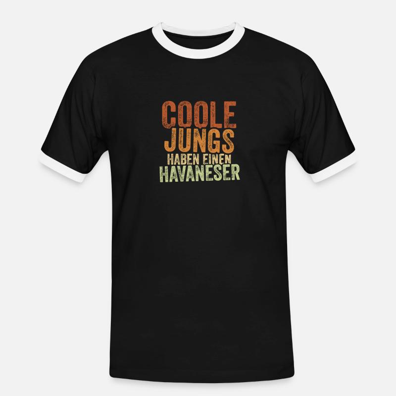Havaneser - Männer Kontrast-T-Shirt - Schwarz/Weiß