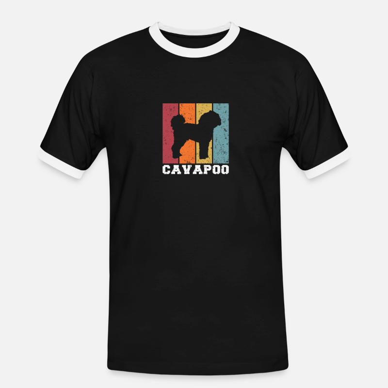 Cavapoo - Männer Kontrast-T-Shirt - Schwarz/Weiß