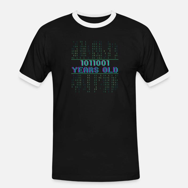 89th Birthday 89 years old Binary Code Computer Science - Men's Ringer Shirt - black/white
