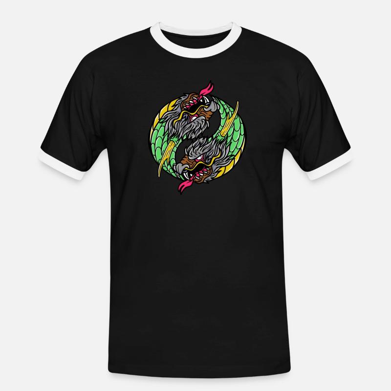 Fantasy RPG Dragons Magic Dungeon - Men's Ringer Shirt - black/white