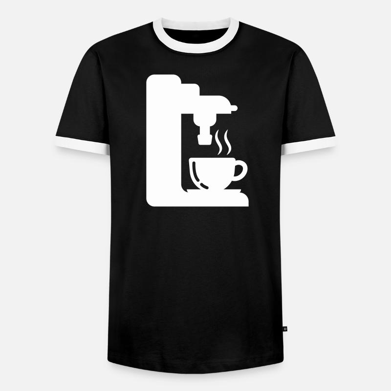 Espresso Machine Outline Coffee Illustration - Men's Ringer Shirt - black/white