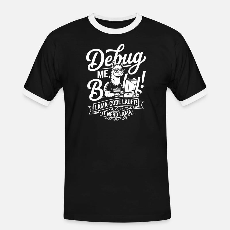 Lama Code Debug Design - Männer Kontrast-T-Shirt - Schwarz/Weiß