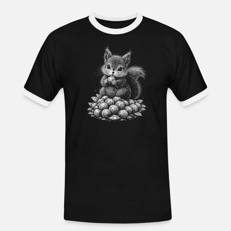Eichhoernchen - Männer Kontrast-T-Shirt - Schwarz/Weiß