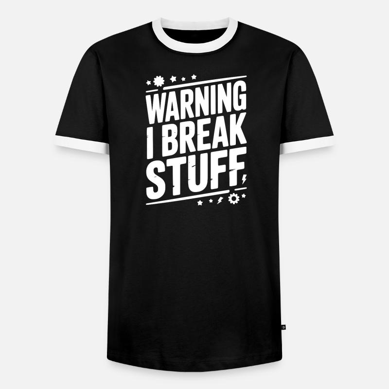 Warning I Break Stuff - Men's Ringer Shirt - black/white
