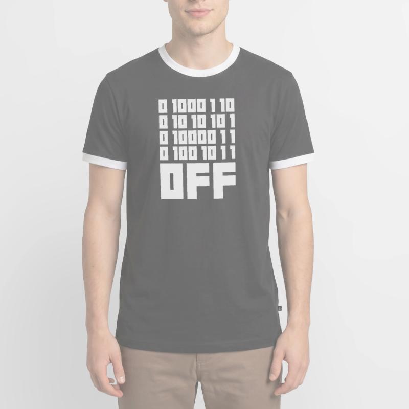 Binary Code F**k OFF – Nerd Humor & Geek Code Men's Ringer Shirt