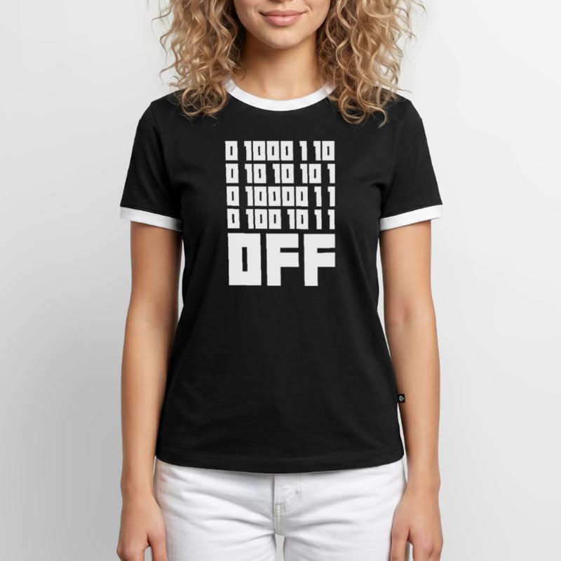 Binary Code F**k OFF – Nerd Humor & Geek Code Men's Ringer Shirt