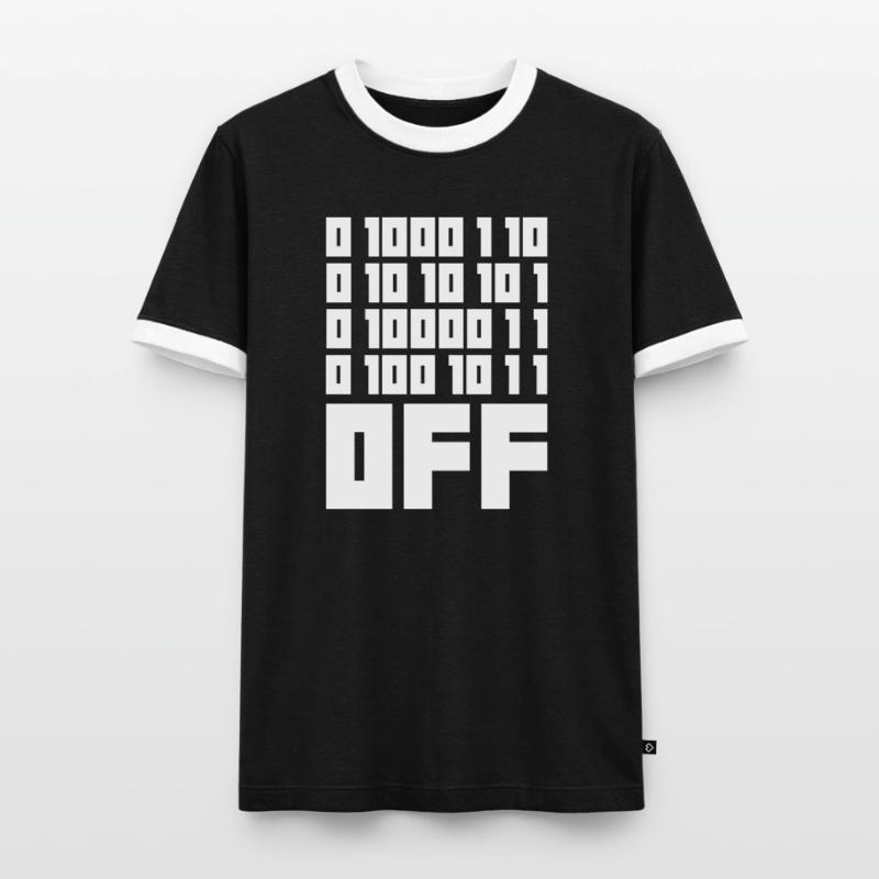 Binary Code F**k OFF – Humour Nerd & Geek Code T-shirt contrasté Homme