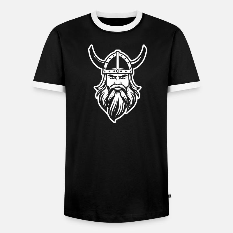 Wikinger Kopf Krieger Valhalla Odin - Männer Kontrast-T-Shirt - Schwarz/Weiß