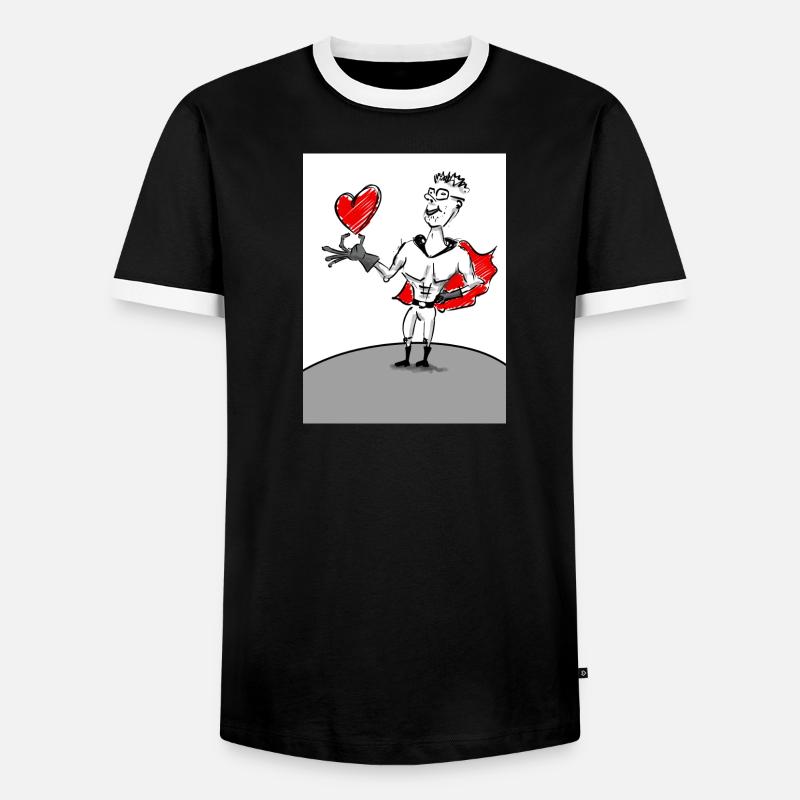 Herzheld: Superheld mit Herz - Männer Kontrast-T-Shirt - Schwarz/Weiß