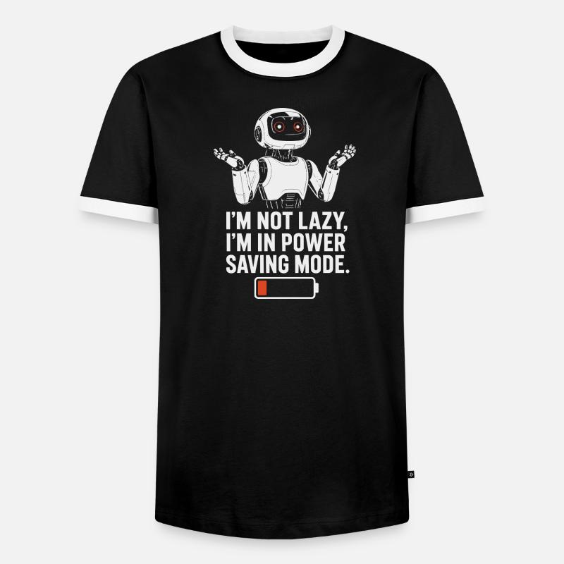 Power Saving Mode Robot - Men's Ringer Shirt - black/white