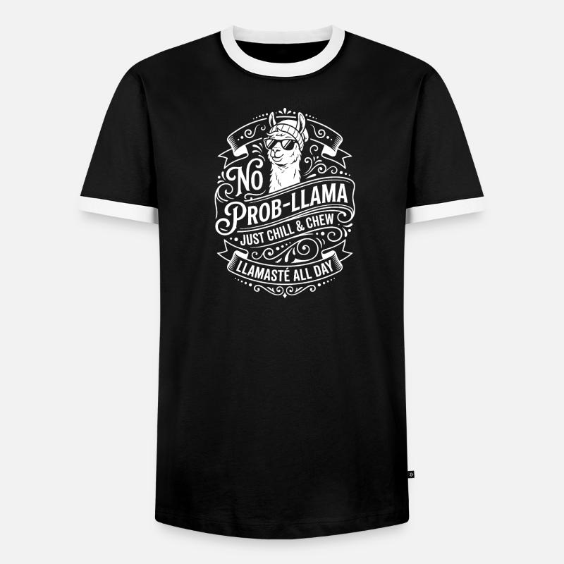 No Prob-Llama Chill & Chew - Männer Kontrast-T-Shirt - Schwarz/Weiß