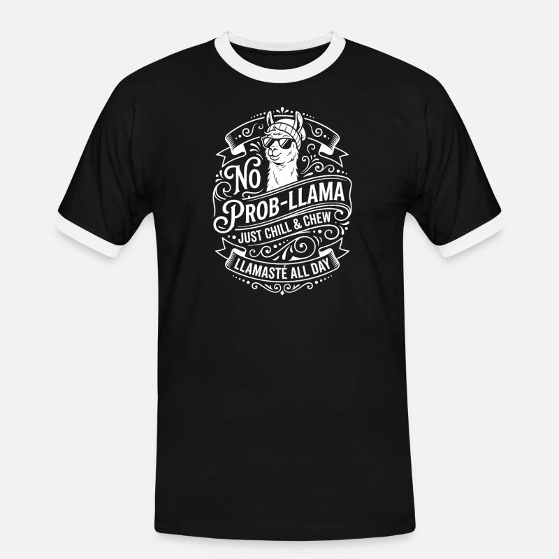 No Prob-Llama Chill & Chew - Men's Ringer Shirt - black/white