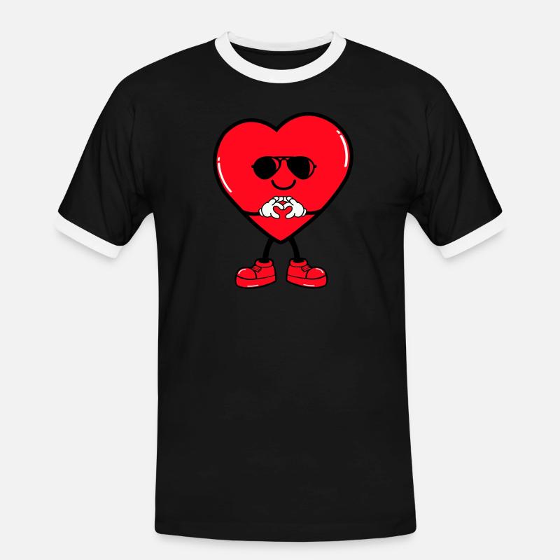 herz comic - Männer Kontrast-T-Shirt - Schwarz/Weiß