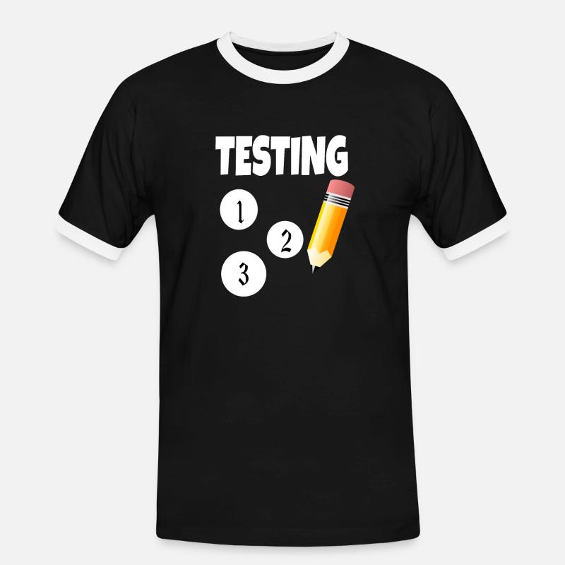 Testing 123 with pencil - Men's Ringer Shirt - black/white